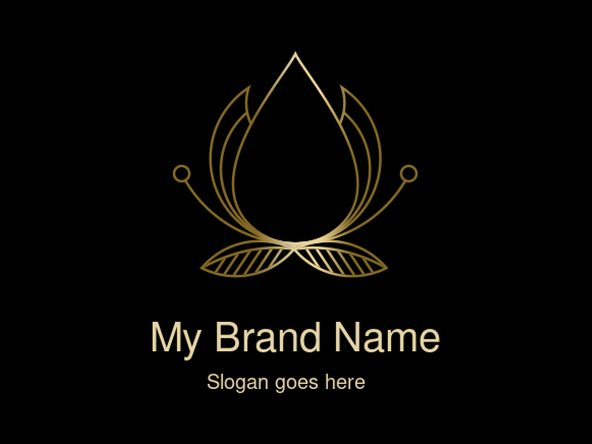 Golden Lotus Minimal Wellness and Spiritual Logo Design